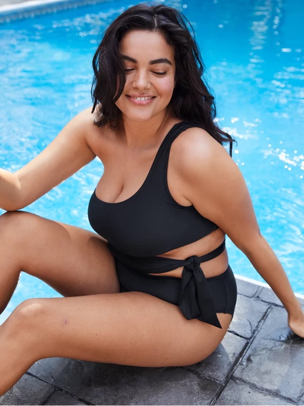 NWT Aerie Asymmetrical One-piece Swimsuit with Cutouts & Bow - Size Large